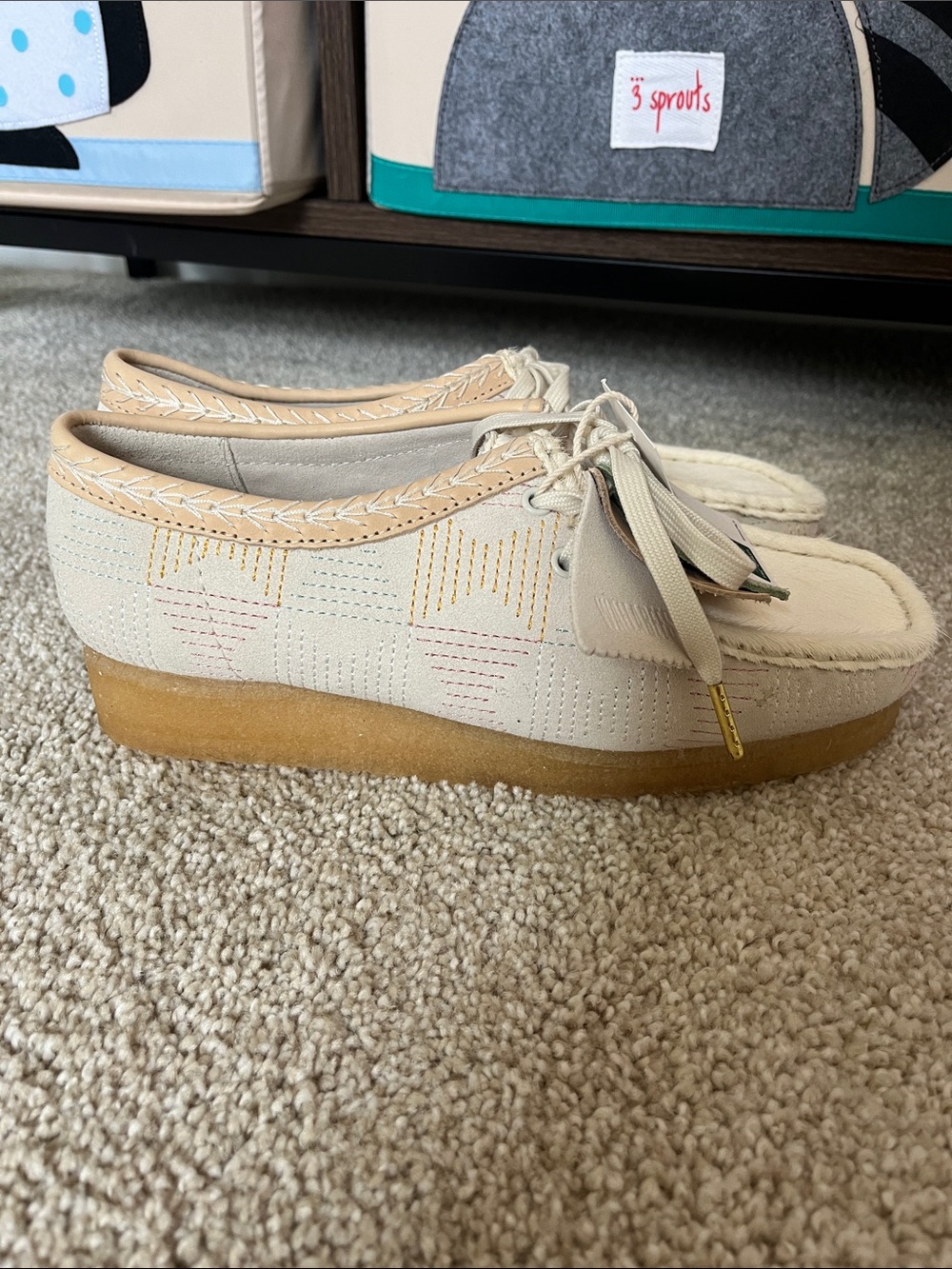Clarks | Suede And Haircalf Embroidered Wallabee Loafers
